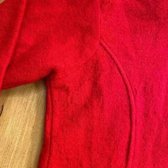 Marisa Christina Women’s Wool 100% Zip Up  Outer Sweater Holiday Red Blk Fluff M - Picture 8 of 16
